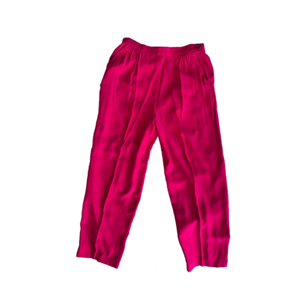 Liz Claiborne Pants - Gorgeous bright pink silk high waist pants size 10